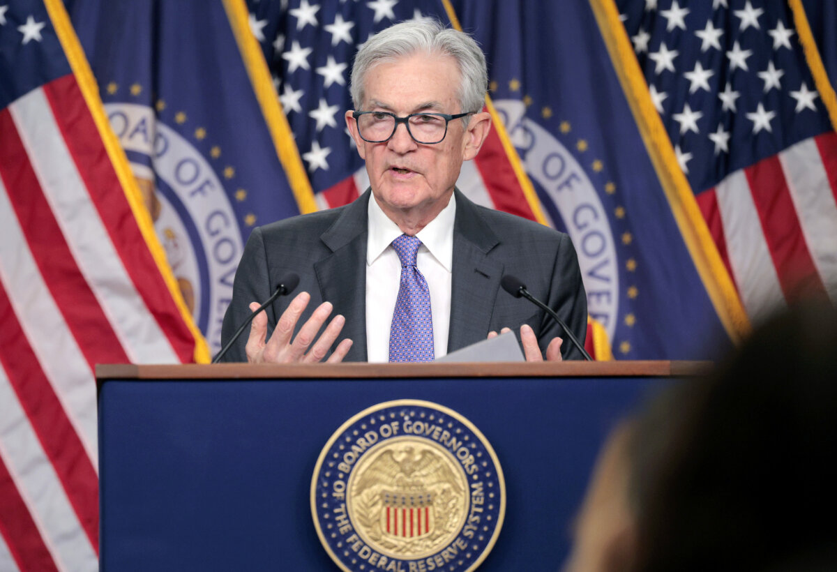 Federal Reserve Chair Jerome Powell speaks during a press conference following the Federal Open Markets Committee meeting at the Federal Reserve in Washington on Dec. 10, 2025. (Chip Somodevilla/Getty Images)
