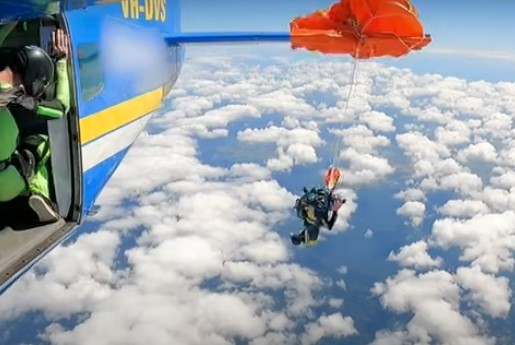 Dramatic Footage Shows Skydiver Snagged on Plane Tail by Parachute