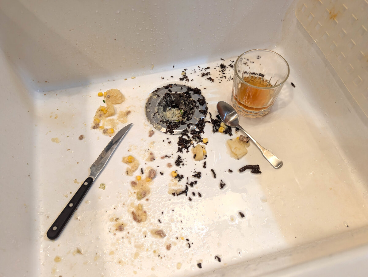 An inexpensive stainless steel kitchen strainer is in place to capture all of this food waste. Failure to do this can create clogs in kitchen drain pipes. (Tim Carter/Tribune Content Agency/TNS)