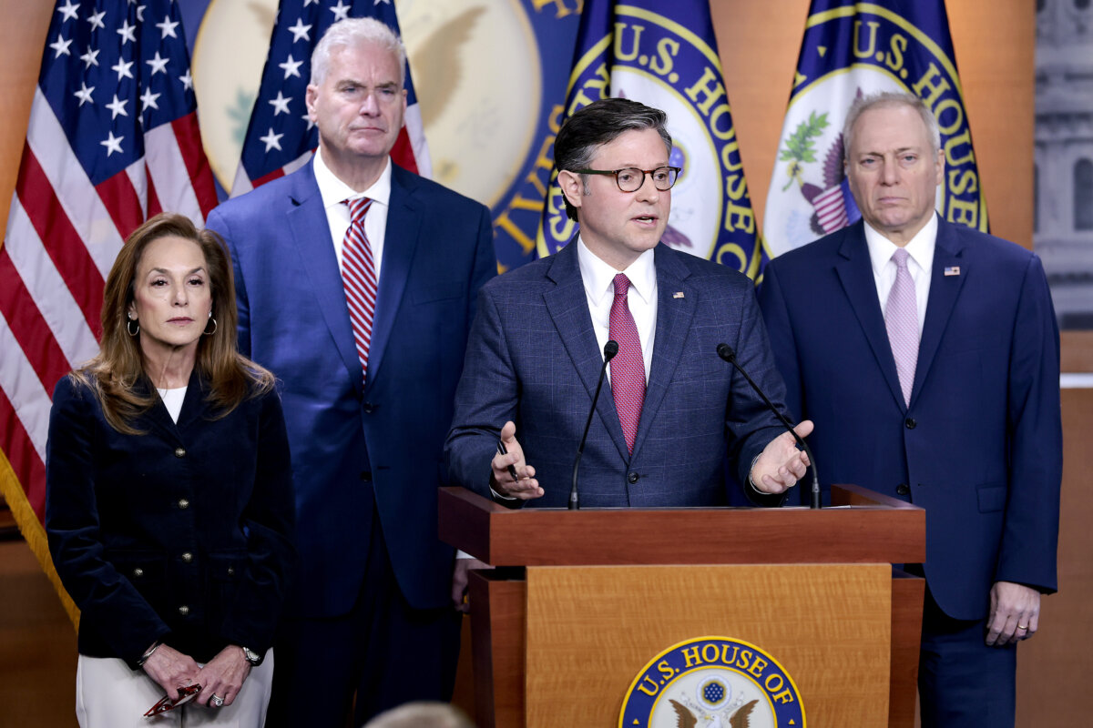 Speaker of the House Mike Johnson (R-La.) discusses affordability at a news conference at the U.S. Capitol on Dec. 10, 2025. (Heather Diehl/Getty Images)