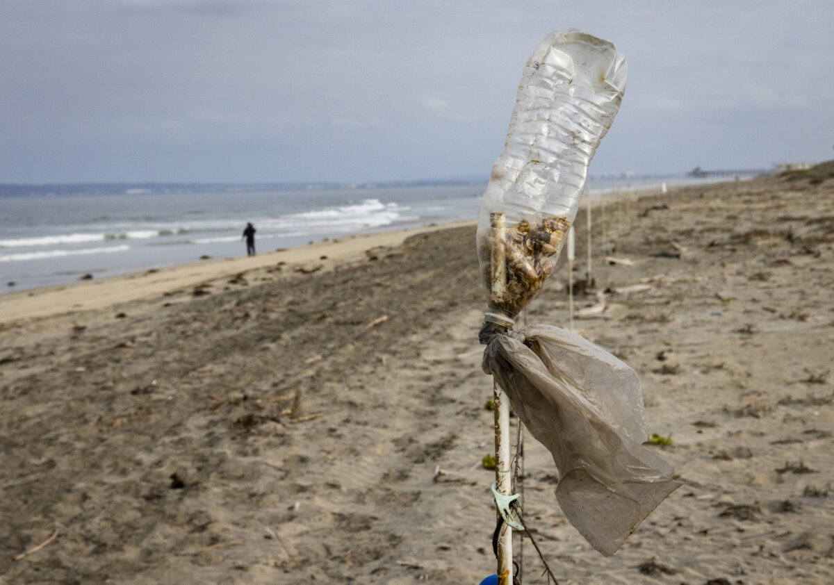 Trash lines the beaches near the Tijuana River mouth outside of San Diego, Calif., on Sept. 19, 2024. (John Fredricks/The Epoch Times)