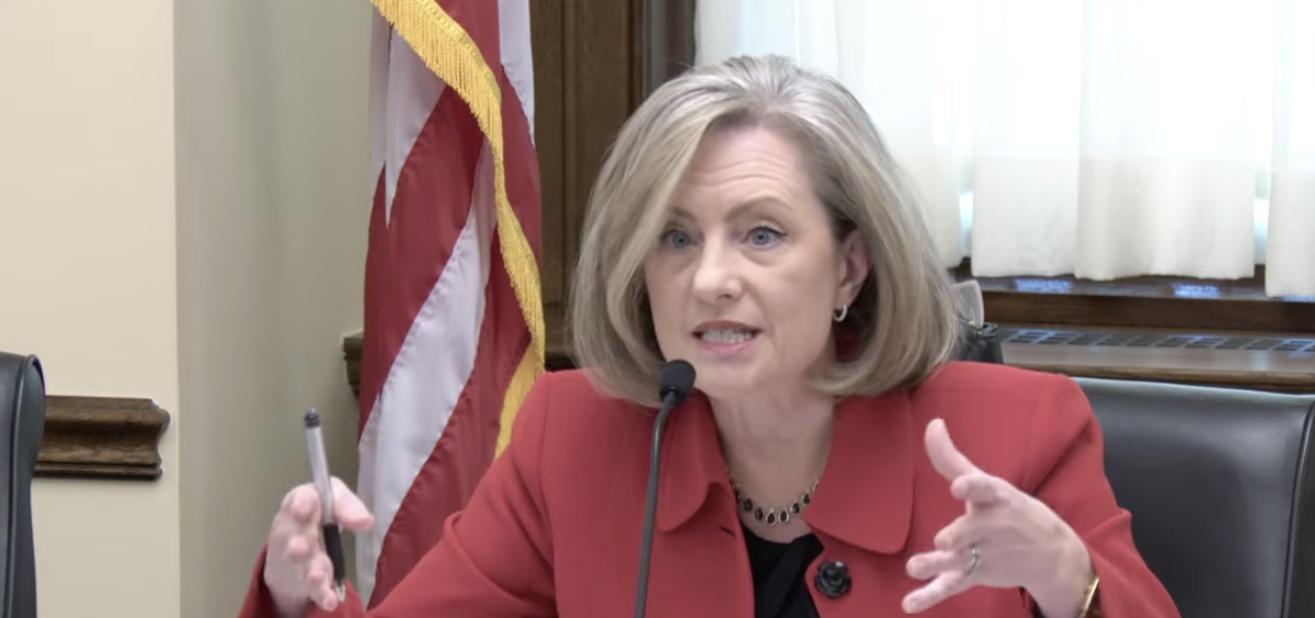 State Rep. Kristin Robbins, a Republican, speaks at a committee meeting on Dec. 17, 2025, in St. Paul, Minnesota. (Janice Hisle/The Epoch Times via livestream at house.mn.gov)