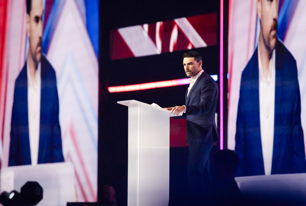 Ben Shapiro speaks at Turning Point USA's America Fest in Phoenix, AZ., on Dec. 18, 2025. (John Fredricks/The Epoch Times)