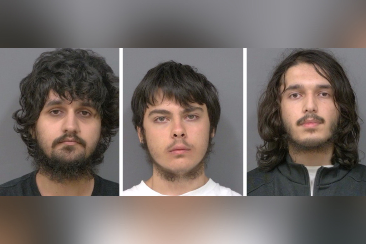Police say they've arrested and charged three Toronto men with 79 charges that include targeting women and the Jewish Community. The suspects pictured are (L-R) Waleed Khan, Osman Azizov, and Fahad Sadaat. (Peel Regional Police handout photo)
