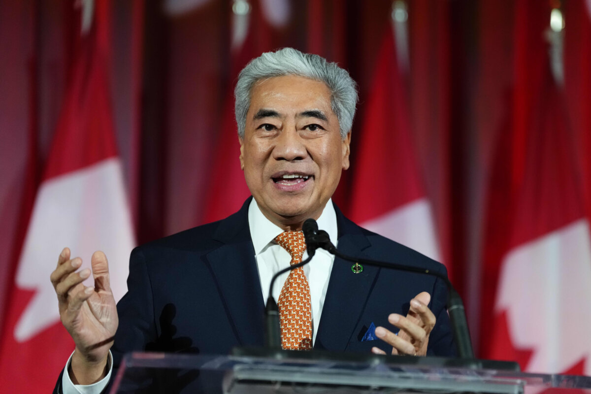 Michael Ma, MP for Markham-Unionville, makes brief remarks at the Liberal caucus holiday party in Ottawa, on Dec. 11, 2025. (The Canadian Press/Justin Tang)