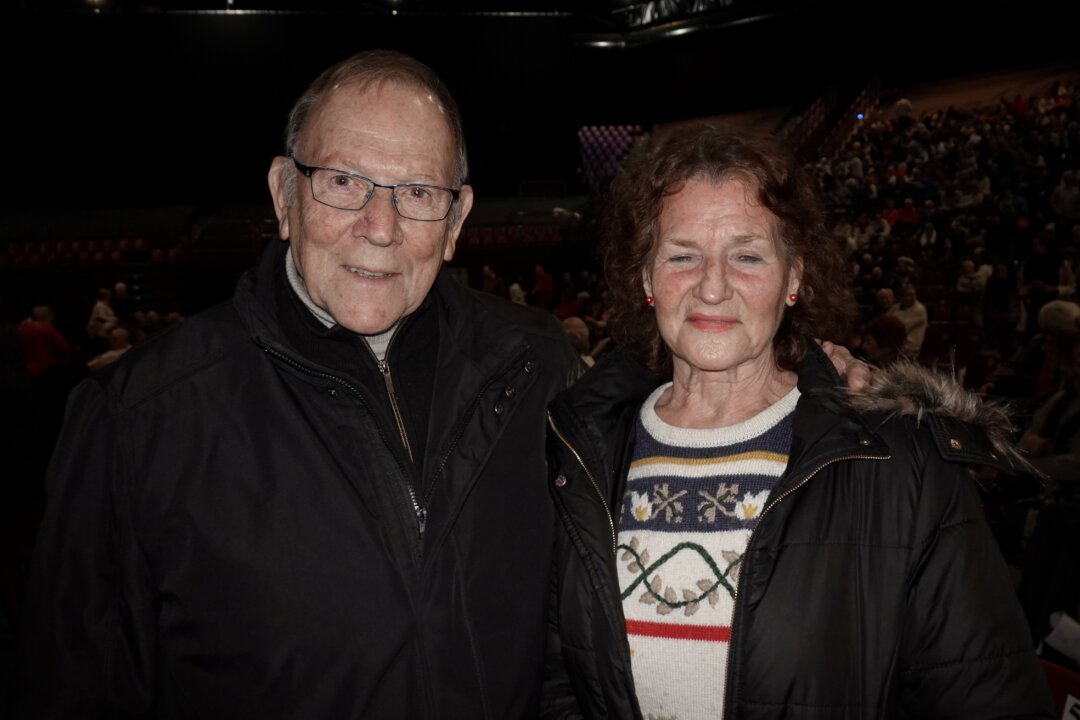 Jacques Berroyer and his wife, Geneviève, attended Shen Yun Performing Arts at the Galaxie Amnéville, in Amnéville, France, on Dec. 20, 2025. (Fan Yi/The Epoch Times)
