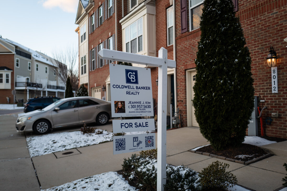 A townhouse for sale in Elkridge, Md., on Dec. 14, 2025. (Madalina Kilroy/The Epoch Times)