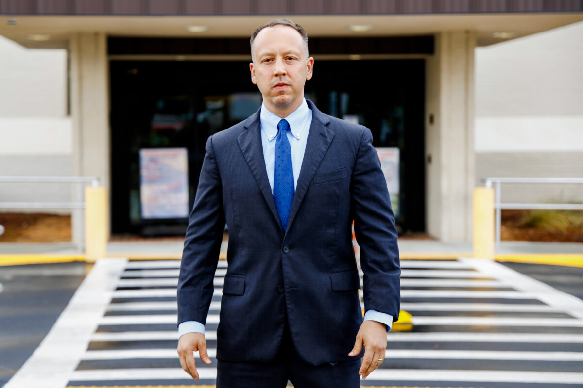 Dave Kerner, executive director of the Florida Department of Highway Safety and Motor Vehicles, stands outside department headquarters in Tallahassee, Fla., on Dec. 8, 2025. (Natasha Holt for The Epoch Times)