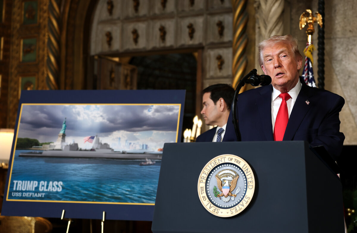 President Donald Trump speaks at Mar-a-Lago estate in Palm Beach, Fla., on Dec. 22, 2025. (Tasos Katopodis/Getty Images)