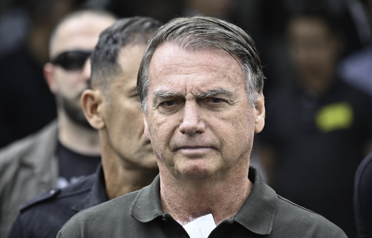 Former Brazilian President Jair Bolsonaro leaves DF Star Hospital after undergoing minor surgery to remove skin spots, in Brasília, Brazil, on Sept. 14, 2025. (Ton Molina/Getty Images)