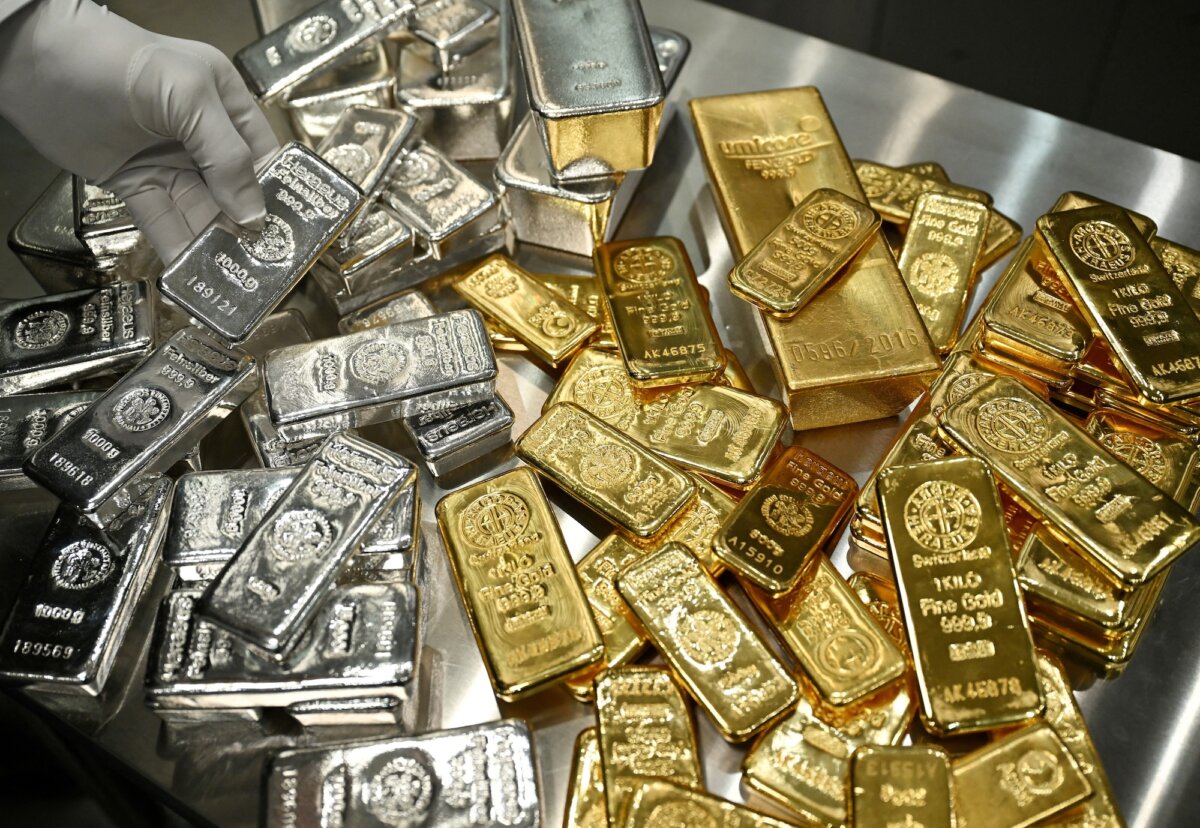 Gold and silver bars at the Pro Aurum gold house in Munich on Jan. 10, 2025. (Angelika Warmuth/Reuters)