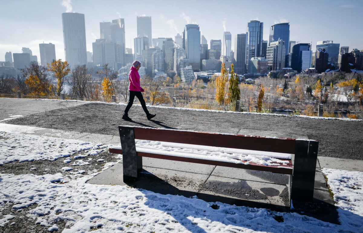 The Calgary skyline is seen on Oct. 22, 2024. (The Canadian Press/Jeff McIntosh)