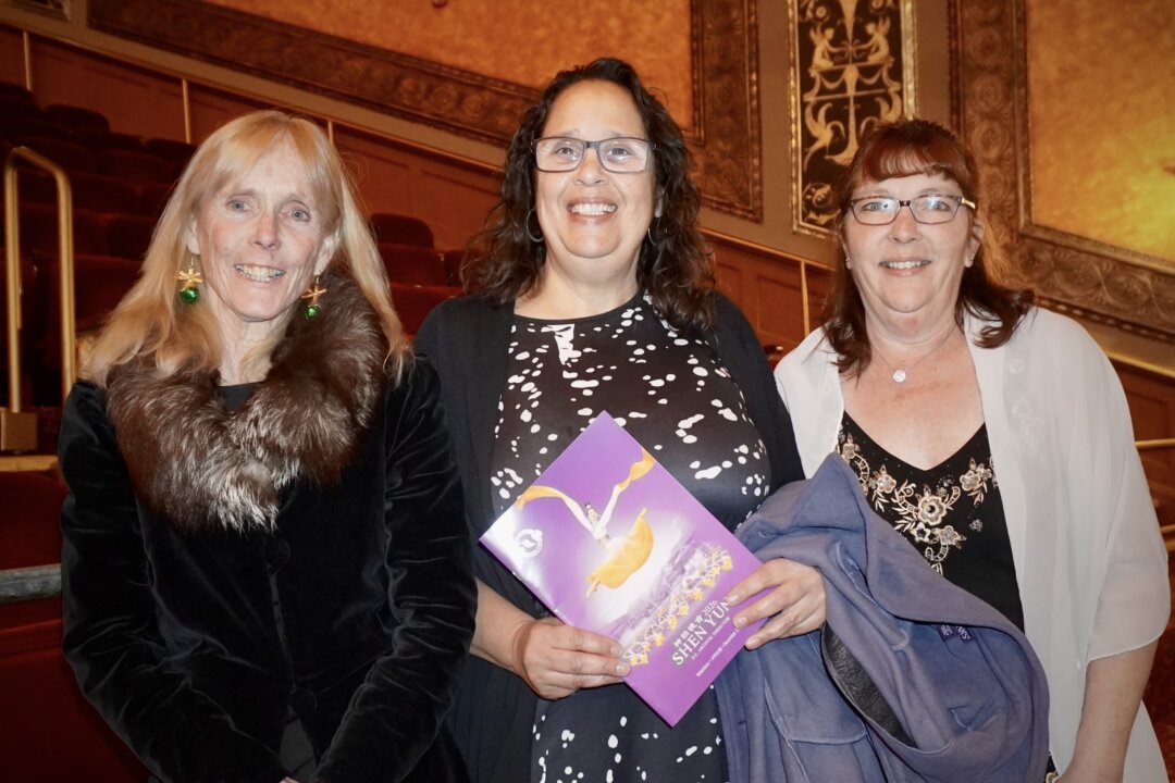 (L to R) Fran Odell, Concetta Perry, and Nadine Bouthilier enjoyed Shen Yun's evening performance at the Palace Theatre on Dec. 27, 2025. (Patricia Yu/The Epoch Times)