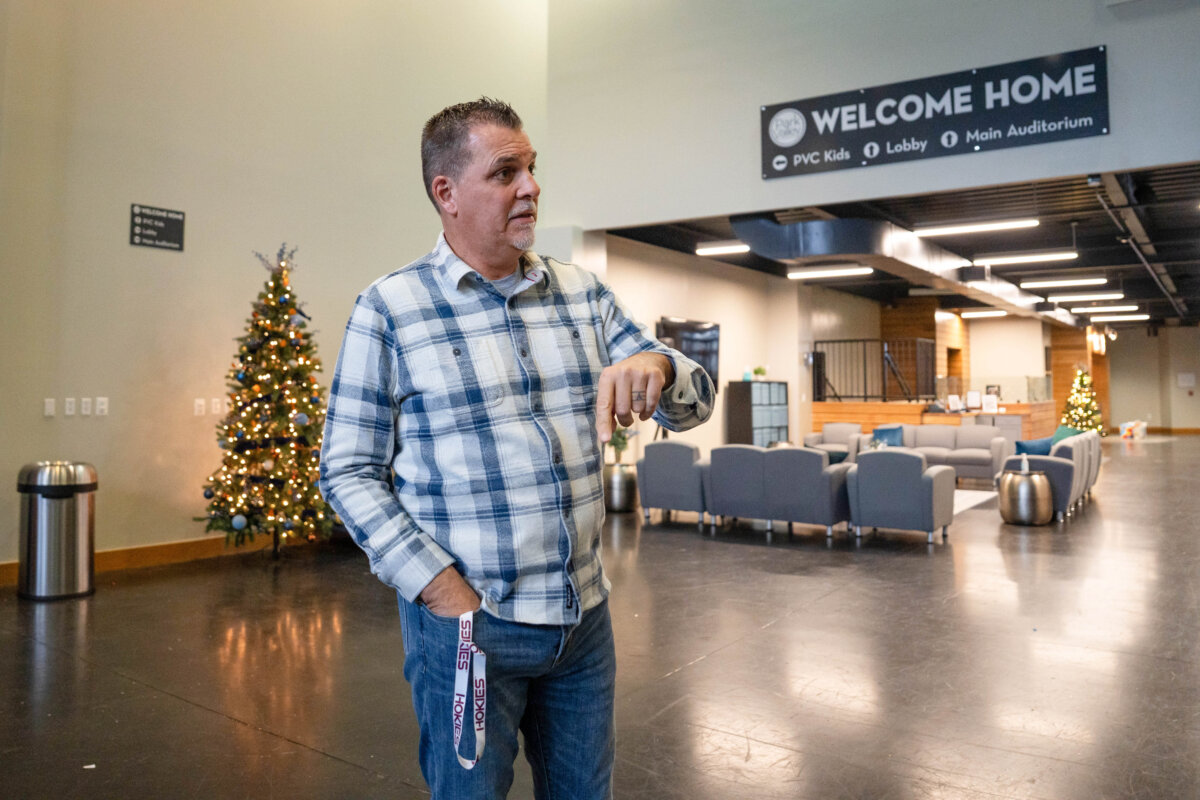 Assistant Director of the Park Valley Church Safety Ministry Shane Canestra speaks during an interview at Park Valley Church in Haymarket, Va., on Dec. 5, 2025. (Madalina Kilroy/The Epoch Times)