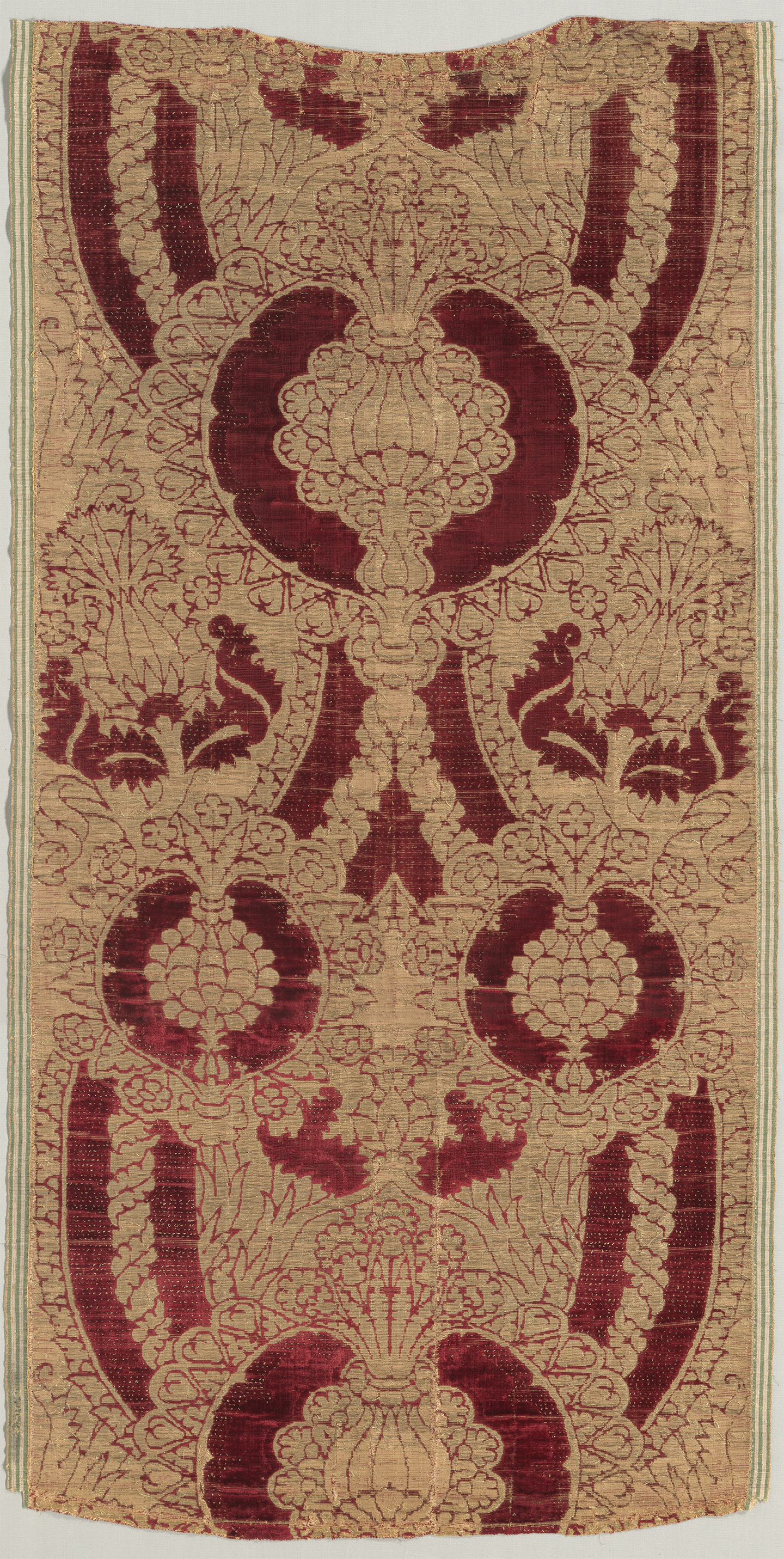 Silk Velvet with Gold in Pomegranate Pattern