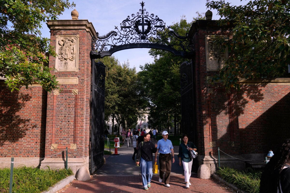 The gates of Harvard Yard at Harvard University in Cambridge, Mass., on Sept. 30, 2025. (AP Photo/Charles Krupa, File)