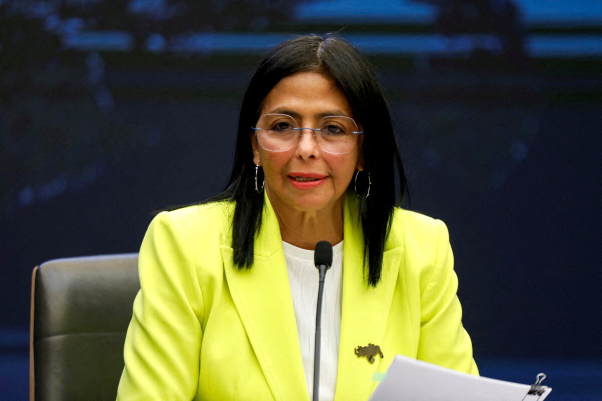 Venezuela's Vice-President and Oil Minister Delcy Rodriguez addresses the media in Caracas, Venezuela, on March 10, 2025. (Leonardo Fernandez Viloria/Reuters)