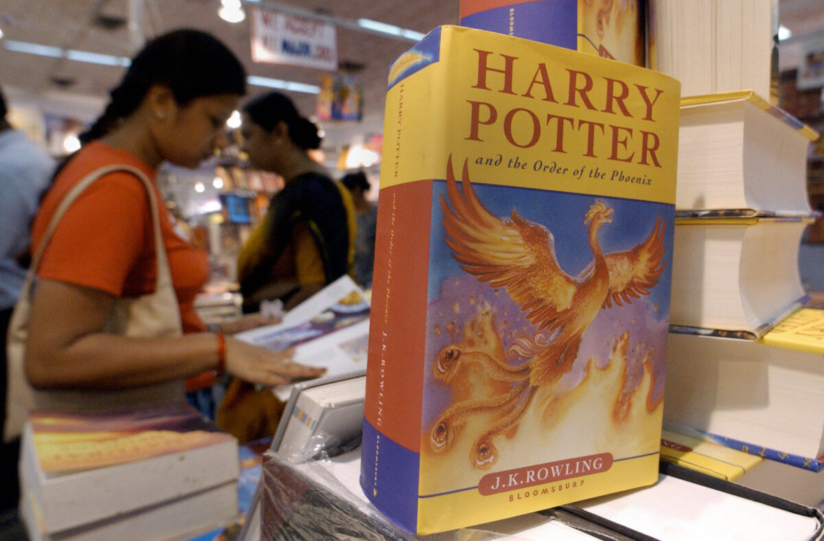 The book “The Order of the Phoenix,” the fifth novel of J.K. Rowlings’ “Harry Potter” series, is seen at a book store in a file photo. (Prakash Singh/AFP via Getty Images)
