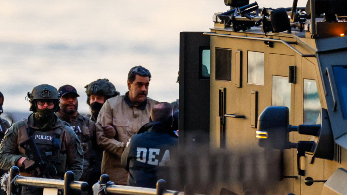 Captured Venezuelan President Nicolás Maduro arrives at the Downtown Manhattan Heliport, as he heads towards the Daniel Patrick Manhattan United States Courthouse for an initial appearance to face U.S. federal charges including narco-terrorism, conspiracy, drug trafficking, money laundering and others in New York City on Jan. 5, 2026. (Eduardo Munoz/Reuters)