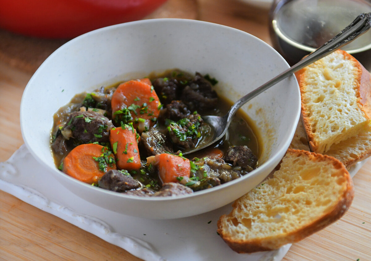 Beef bourguignon calls for four simple ingredients—beef, carrots, onions, and red wine. (Gretchen McKay/Pittsburgh Post-Gazette/TNS)