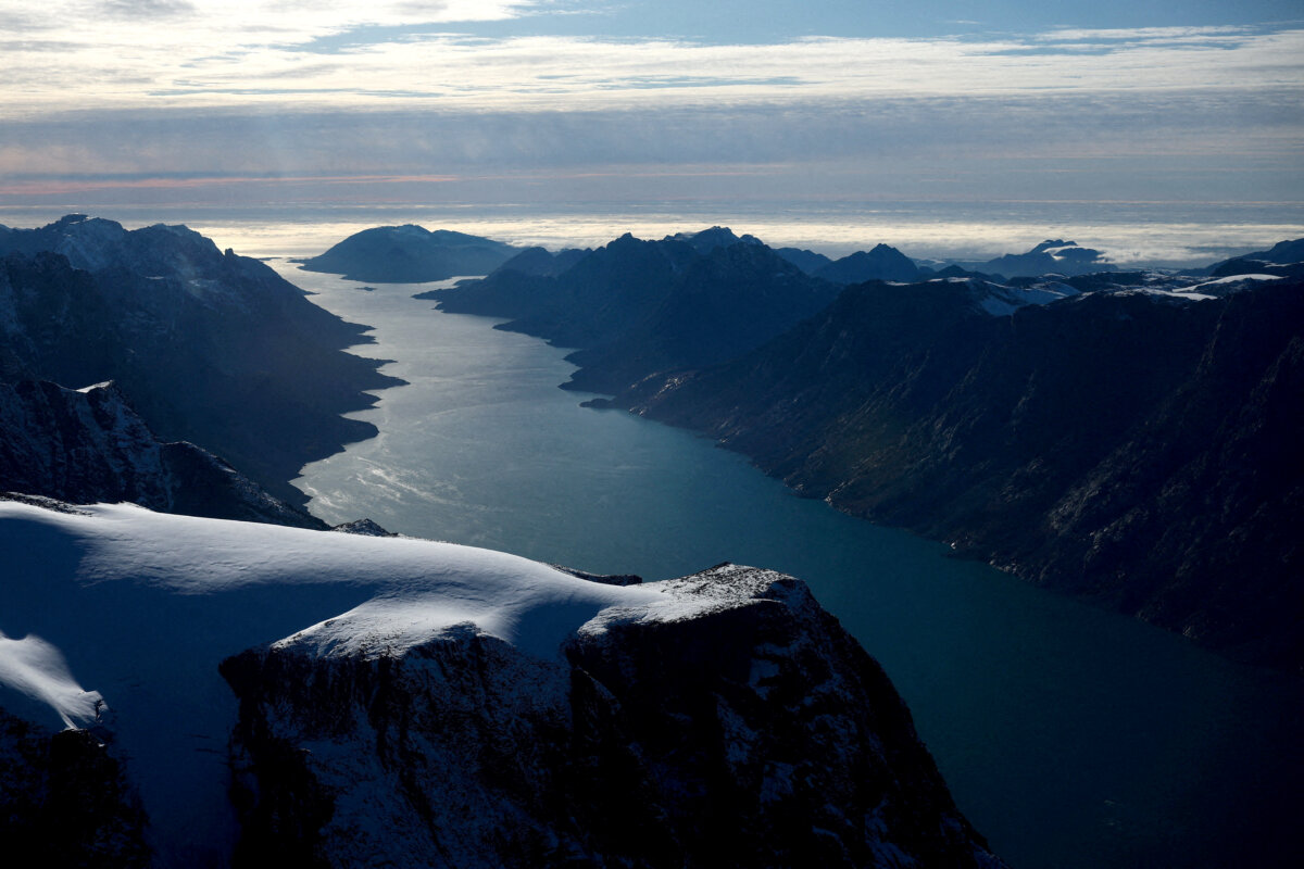 A fjord in western Greenland on Sept. 16, 2025. (Guglielmo Mangiapane/Reuters)