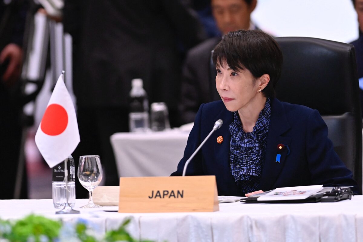 Japanese Prime Minister Sanae Takaichi delivers remarks at the leaders-level "Central Asia plus Japan" Dialogue Summit in Tokyo on Dec. 20, 2025. (David Mareuil /Pool/AFP via Getty Images)