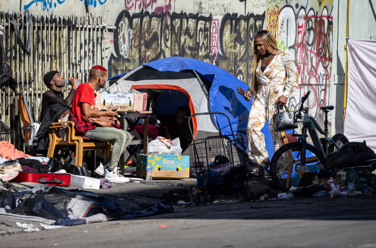 A homeless encampment in Los Angeles on Jan. 7, 2026. (John Fredricks/The Epoch Times)