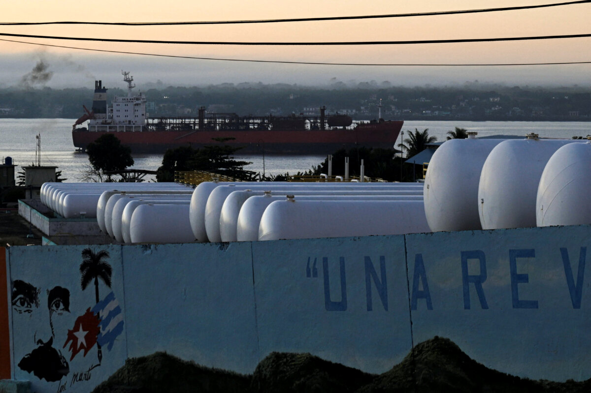 The Cuban-flagged tanker Pastorita anchors near the Matanzas terminal in Matanzas, Cuba, on Jan. 7, 2026. (Norlys Perez/Reuters)