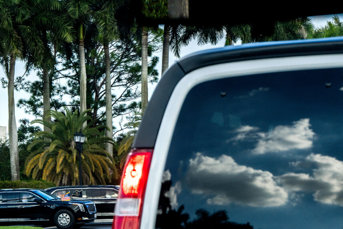 President Donald Trump departs Trump International Golf Club in the presidential limousine, known as The Beast, in West Palm Beach, Fla., on Jan. 11, 2026. (Julia Demaree Nikhinson/AP Photo)