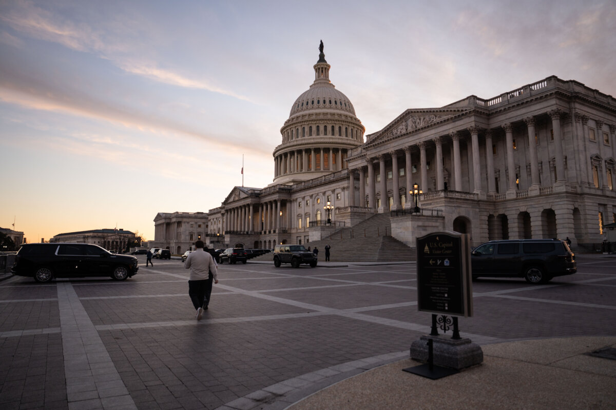 The U.S. Capitol building at sunset on Jan. 12, 2026. (Madalina Kilroy/The Epoch Times)