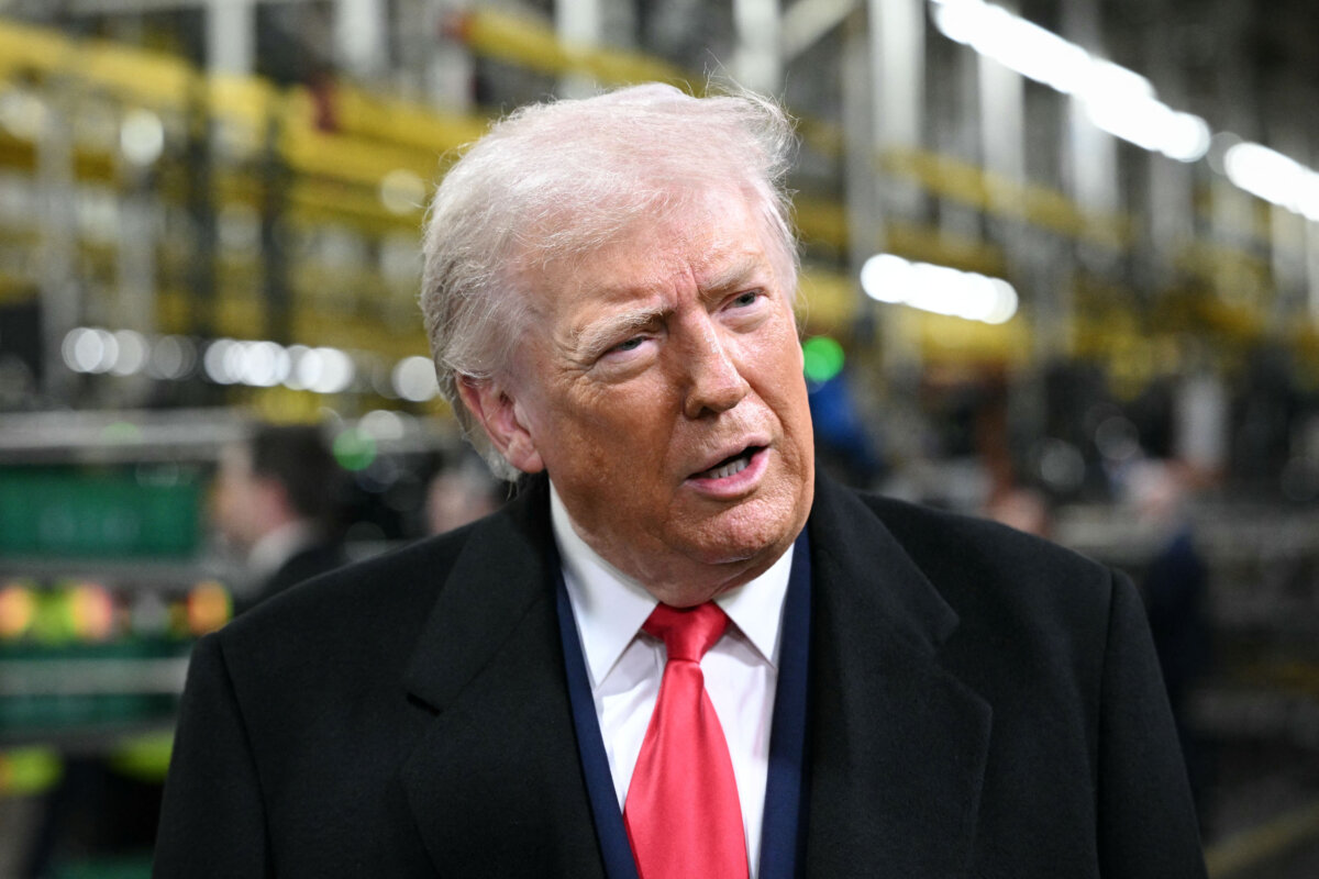 U.S. President Donald Trump speaks as he tours Ford Motor Company's River Rouge complex in Dearborn, Michigan, on Jan. 13, 2026. (Mandel Ngan/AFP via Getty Images)