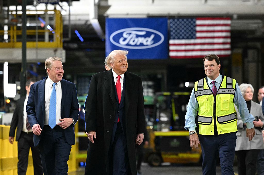 Trump Highlights Manufacturing, Economic Policies During Tour of Ford Production Plant