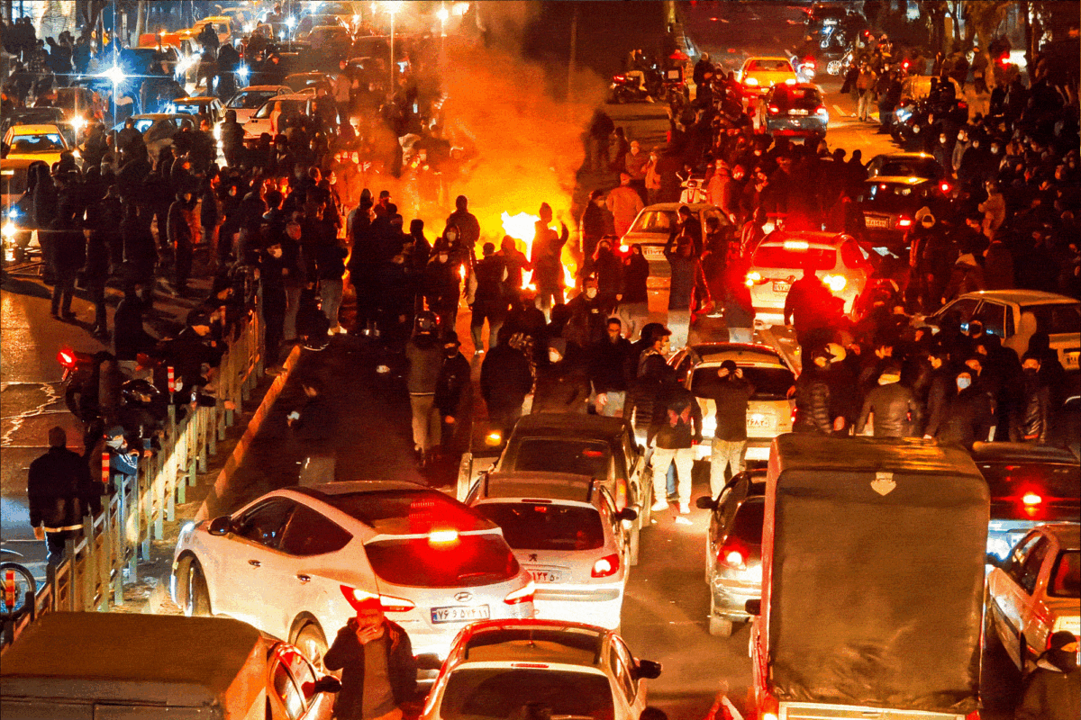 People gather during a protest in Tehran, Iran, on Jan. 8, 2026. (Anonymous/Getty Images)