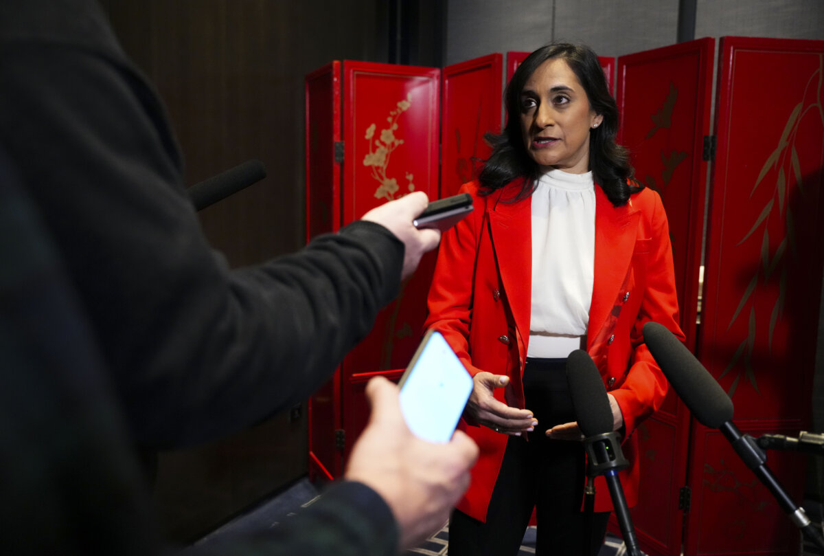 Minister of Foreign Affairs Anita Anand speaks to reporters in Beijing, China on Jan. 14, 2026. (The Canadian Press/Sean Kilpatrick)