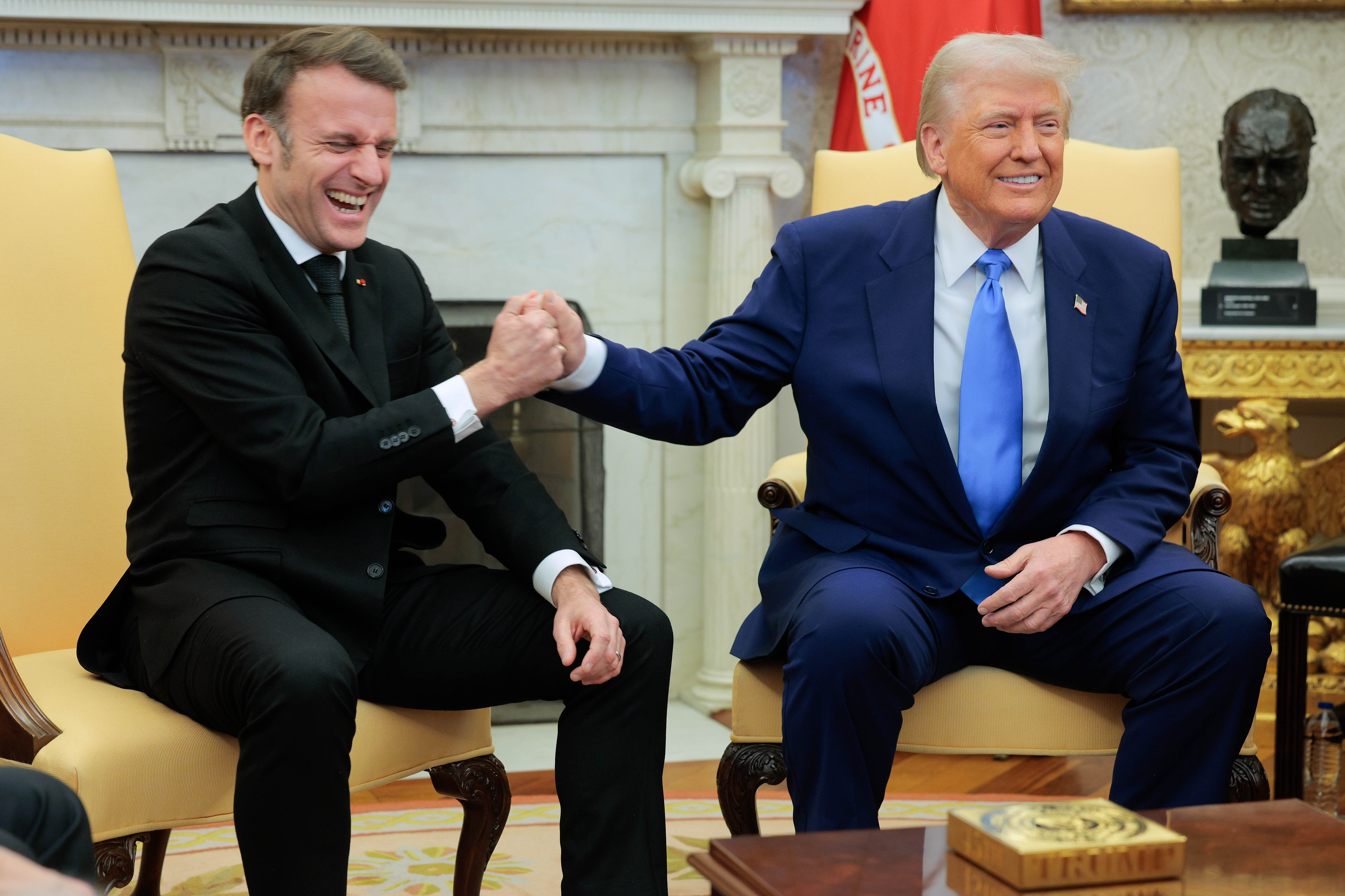 Macron Greets Trump at Palace of Versailles in France