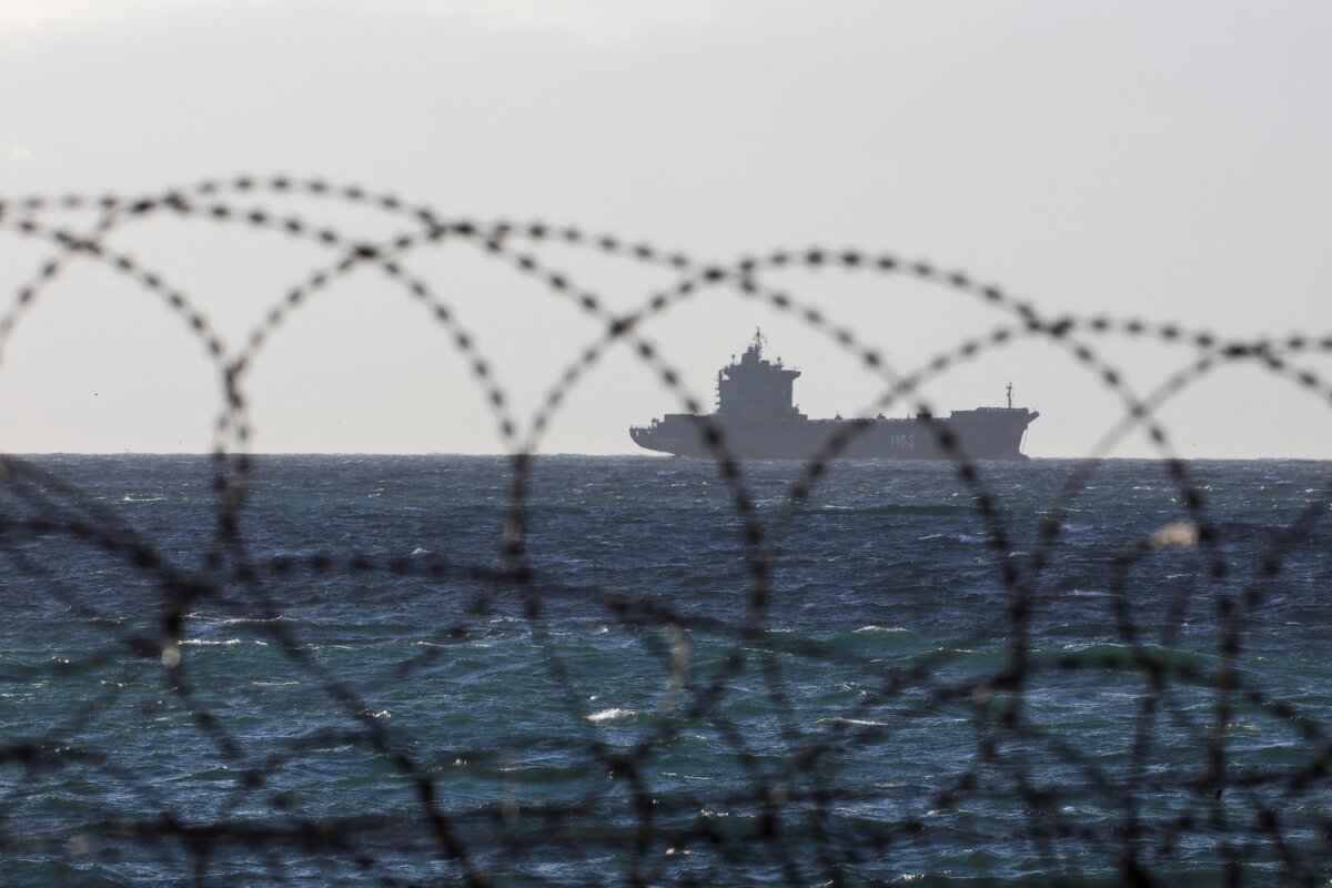 An Iranian vessel sails in False Bay, near the Simon's Town Naval base on the last day of the BRICS Plus countries, which include China, Russia and Iran, for a joint naval exercises in South Africa's waters, in Cape Town, South Africa, on Jan. 16, 2026. (Esa Alexander/Reuters)