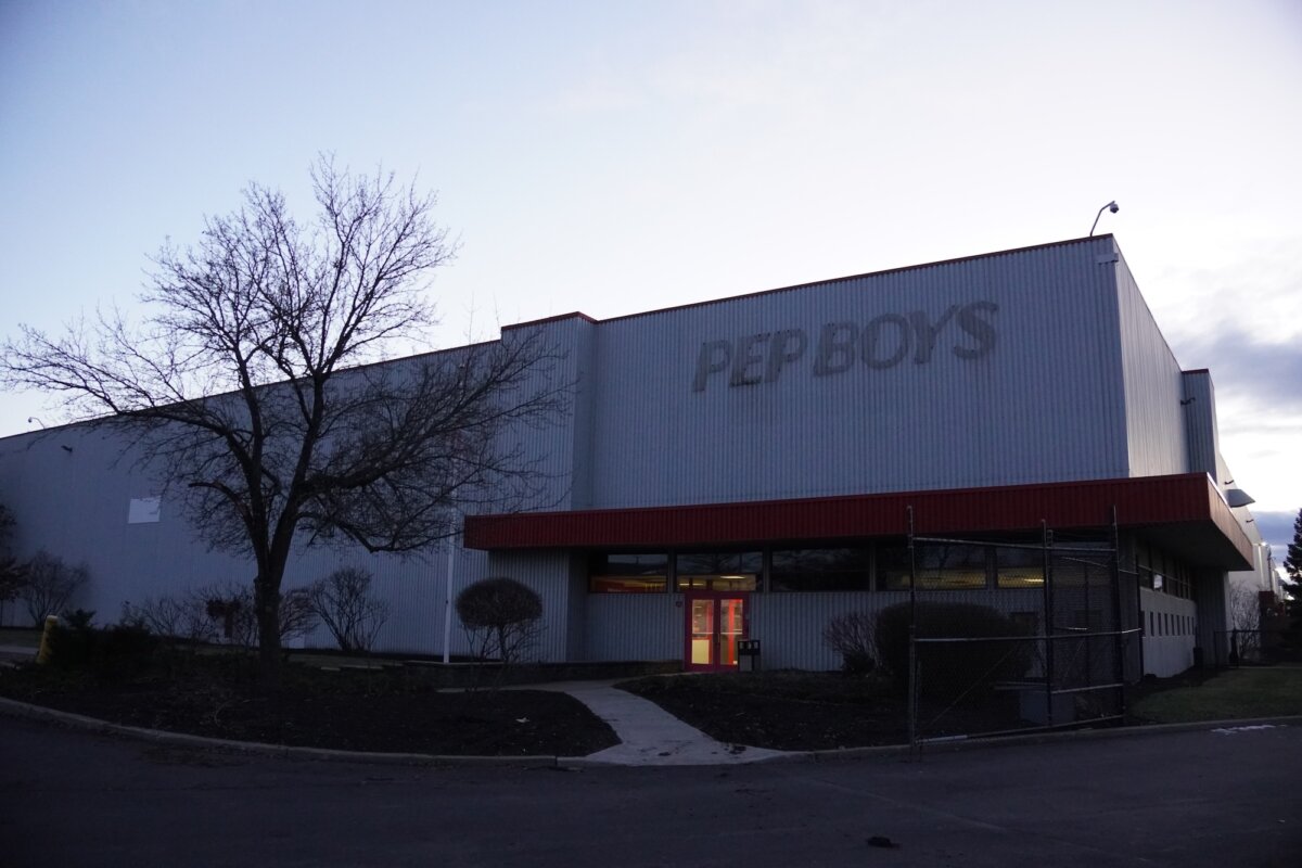 The Pep Boys warehouse in the Village of Chester, New York, on Jan. 15, 2025. (Oliver Mantyk/The Epoch Times)