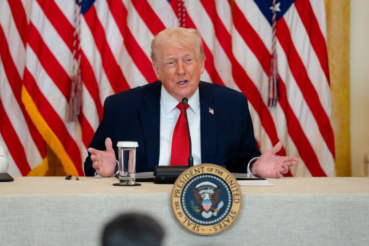 President Donald Trump speaks during the "Great, Historic Investment in Rural Health Roundtable" in the East Room of the White House on Jan. 16, 2026. (Madalina Kilroy/The Epoch Times)