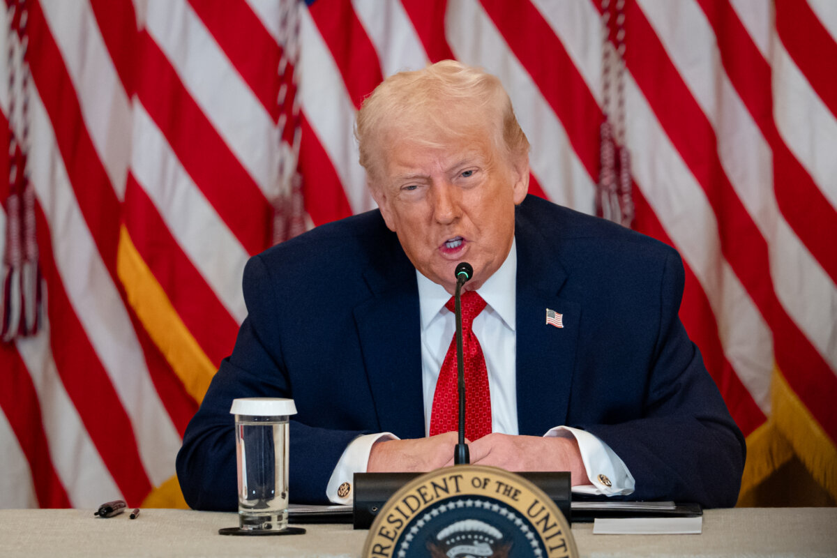President Donald Trump speaks in the East Room of the White House on Jan. 16, 2026. (Madalina Kilroy/The Epoch Times)