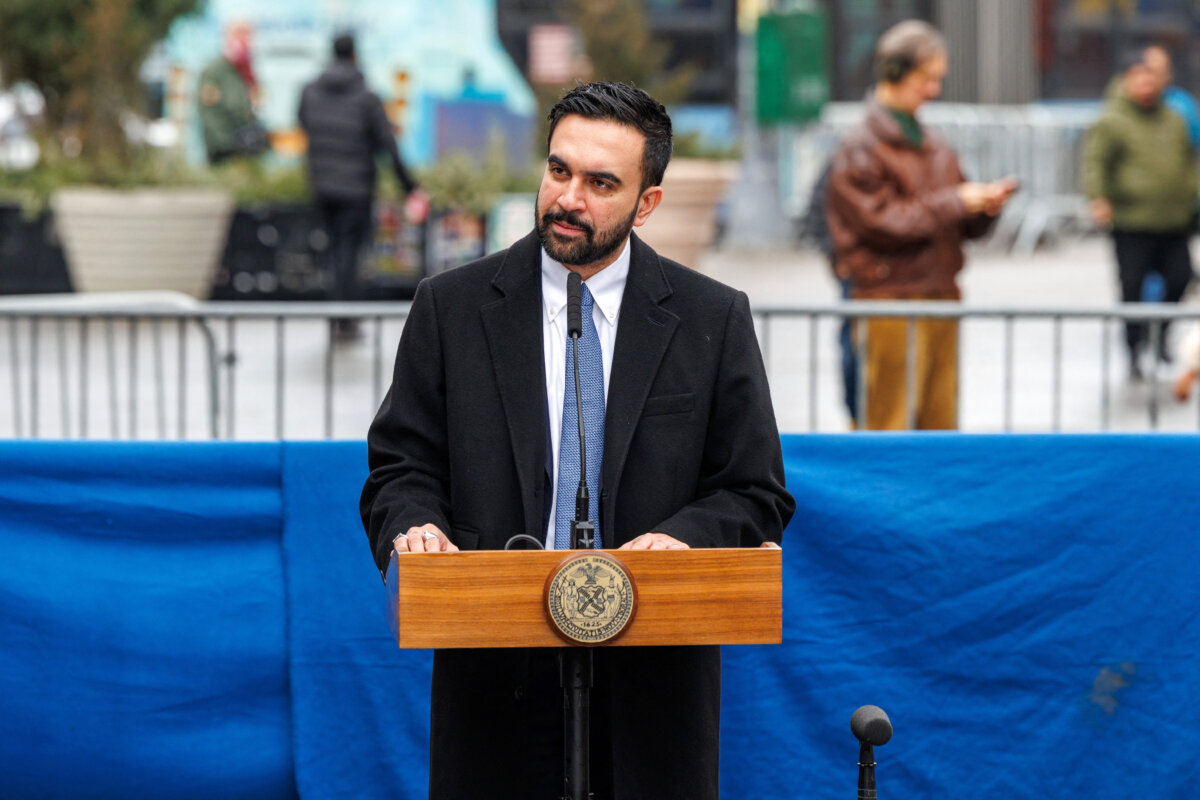 Mayor Zohran Mamdani speaks at Diversity Plaza in Jackson Heights, Queens in New York City on Jan. 7, 2026. (Jason Alpert-Wisnia/Hans Lucas via AFP via Getty Images)
