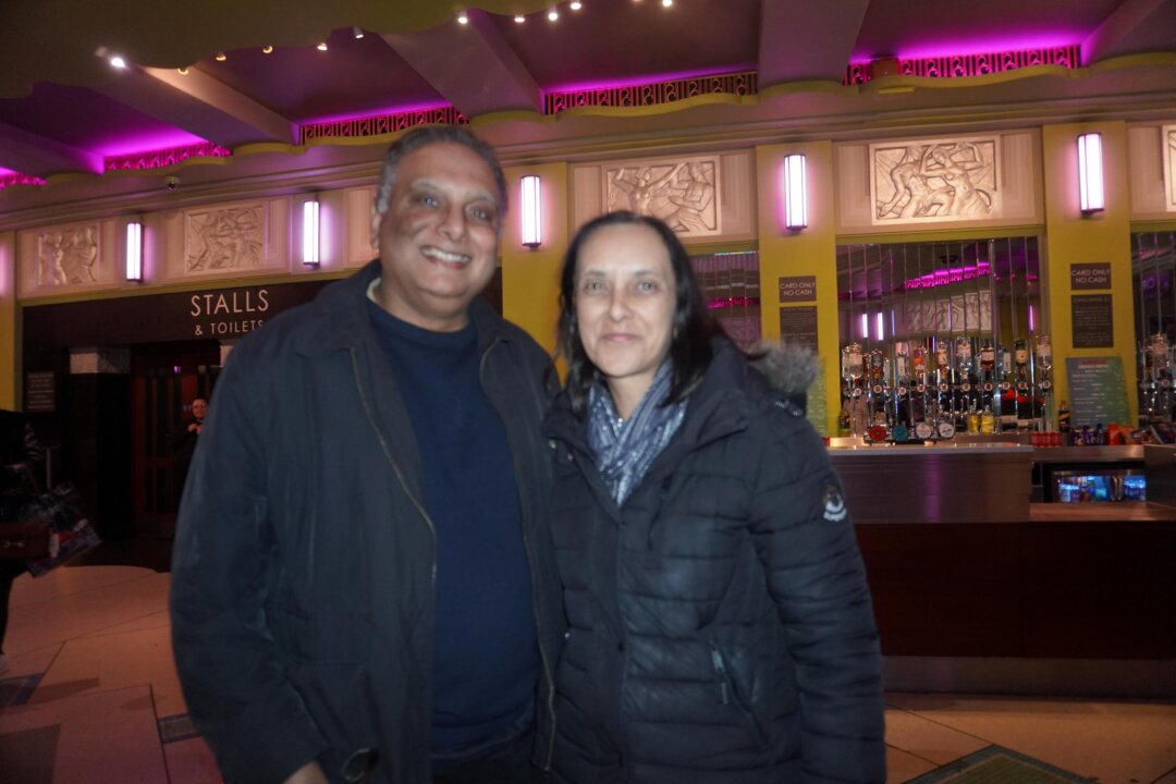 Saab and Kam Takhar attend Shen Yun Performing Arts at Eventim Apollo in London on Jan. 17, 2026. (Mary Man/The Epoch Times)