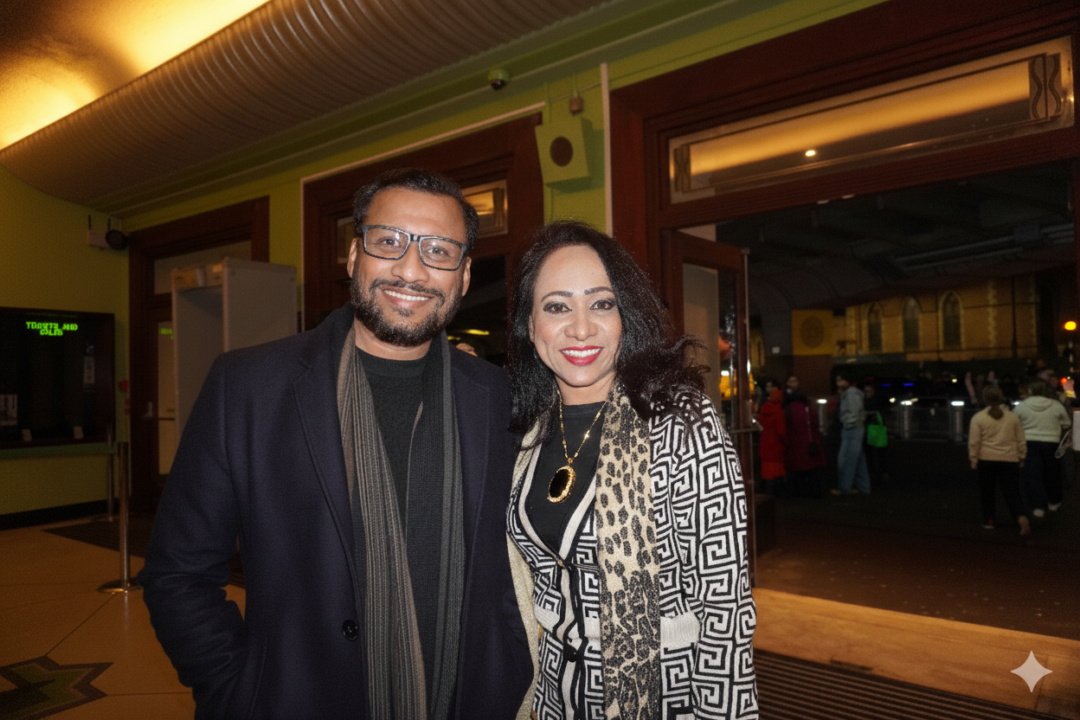 On Jan. 16, 2026, Arafat Hossain and his wife, Nesa Hossain, enjoyed Shen Yun’s fourth local performance of the 2026 season at Eventim Apollo in Hammersmith, London. Mr. Hossain is the Director of Academic Operations at a London-based college. (Mary Man/The Epoch Times)