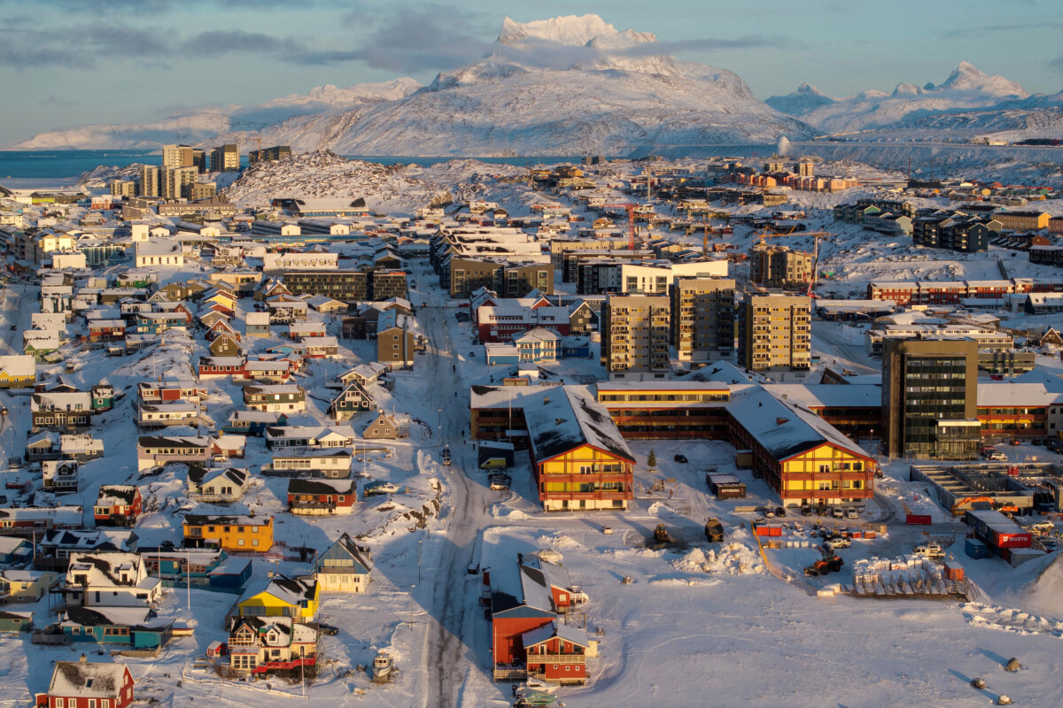 A drone view shows a general view of Nuuk, Greenland, on Jan. 15, 2026. (REUTERS/Marko Djurica)