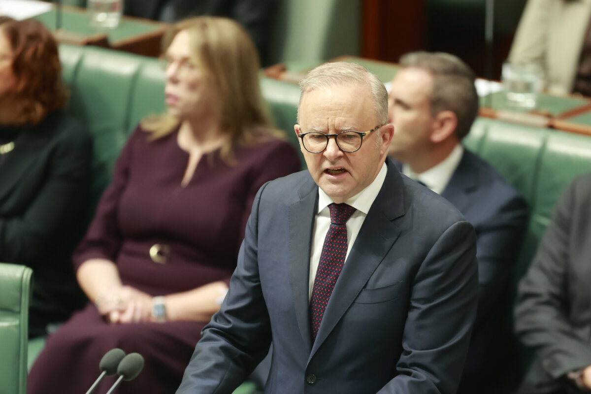 Prime Minister Anthony Albanese speaks at Parliament House in Canberra, Australia, on Jan. 19, 2026. (Hilary Wardhaugh/Getty Images)