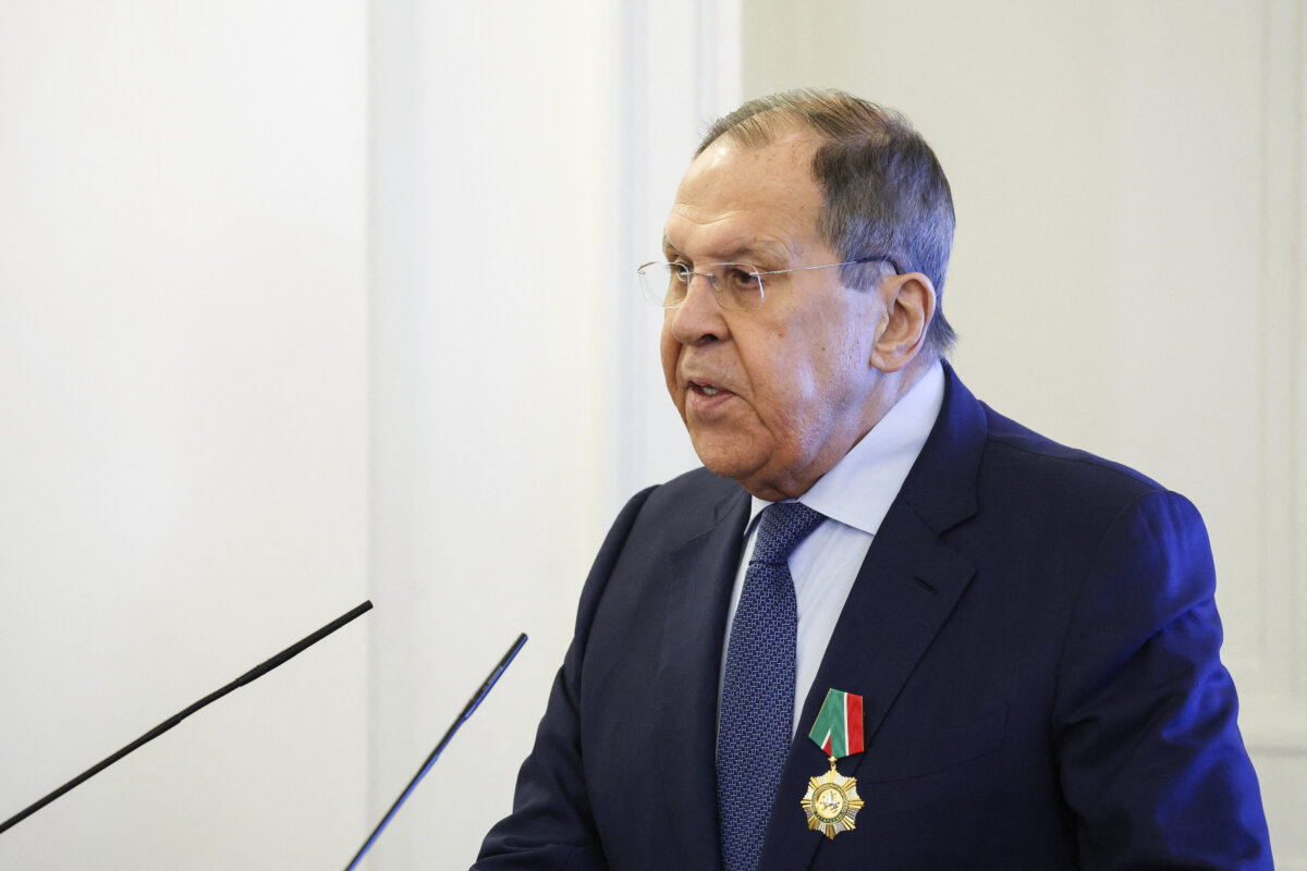 Russian Foreign Minister Sergei Lavrov in Moscow on April 21, 2025. (Maxim Shipenkov/Pool via Reuters)
