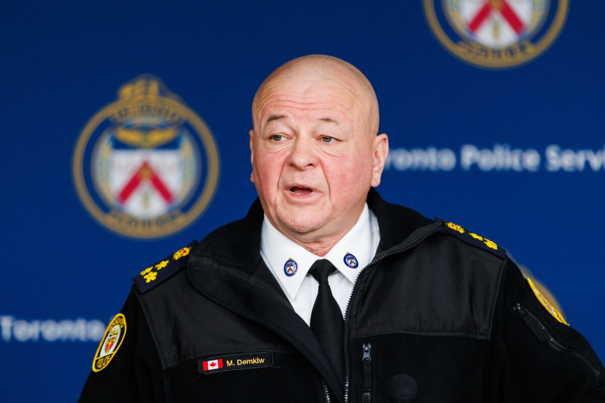 Toronto Police Chief Myron Demkiw speaks at a media conference in Toronto on Jan. 21, 2025. (The Canadian Press/Cole Burston)