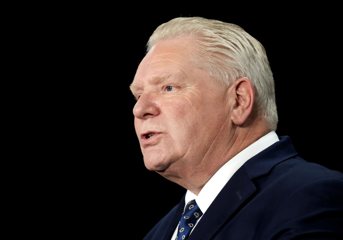 Ontario Premier Doug Ford speaks to the media at Queen's Park in Toronto on Jan. 21, 2026. (The Canadian Press/Nathan Denette)