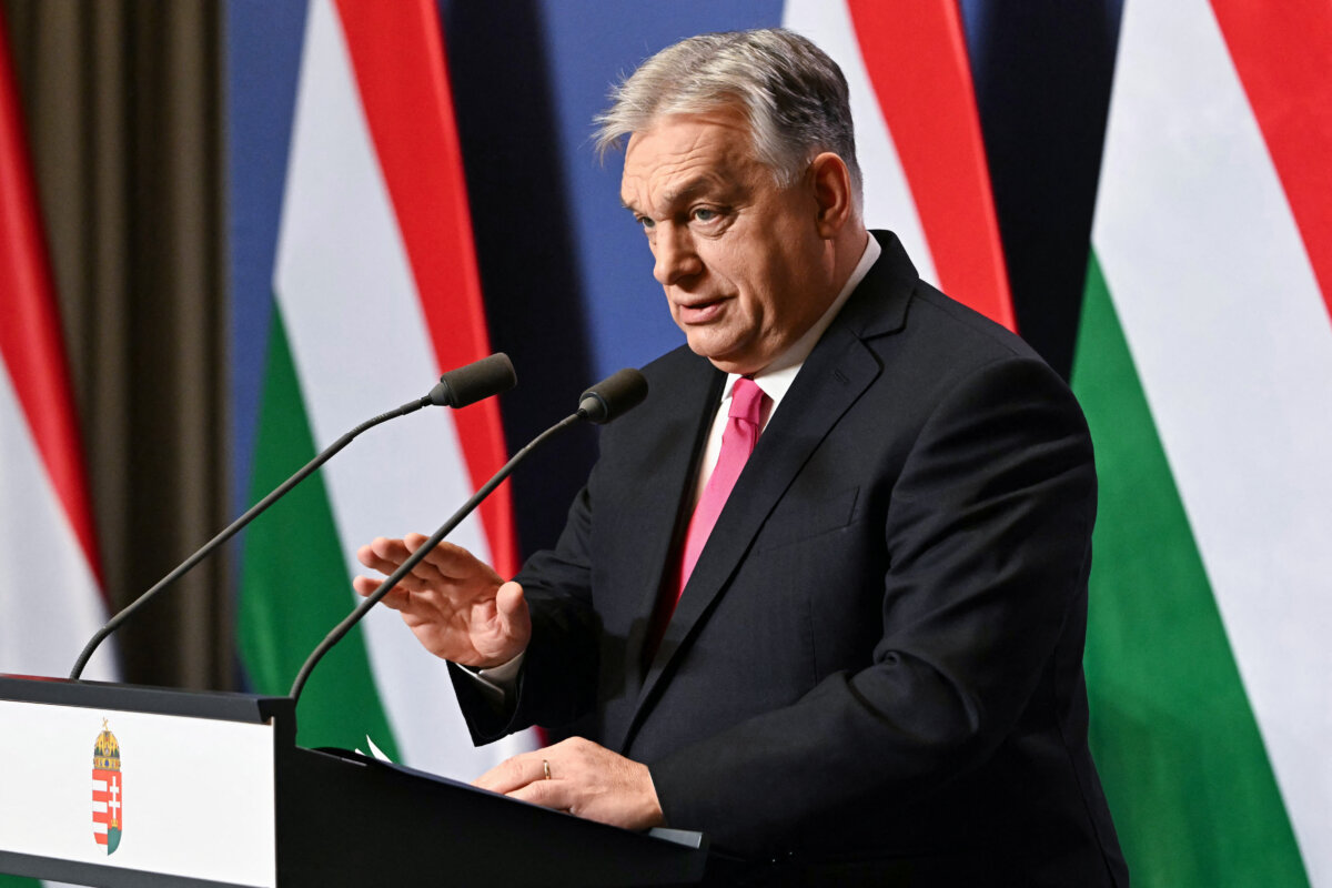 Hungarian Prime Minister Viktor Orban addresses his annual press conference in the Carmelita Monastery, in Budapest, Hungary, on Jan. 5, 2026. (Attila Kisbenedek / AFP via Getty Images)