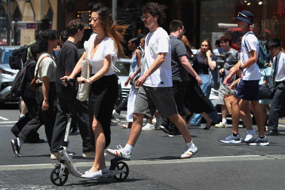 Pedestrians and shoppers move along George Street in Sydney, Australia, on Dec. 6, 2024. (Lisa Maree Williams/Getty Images)