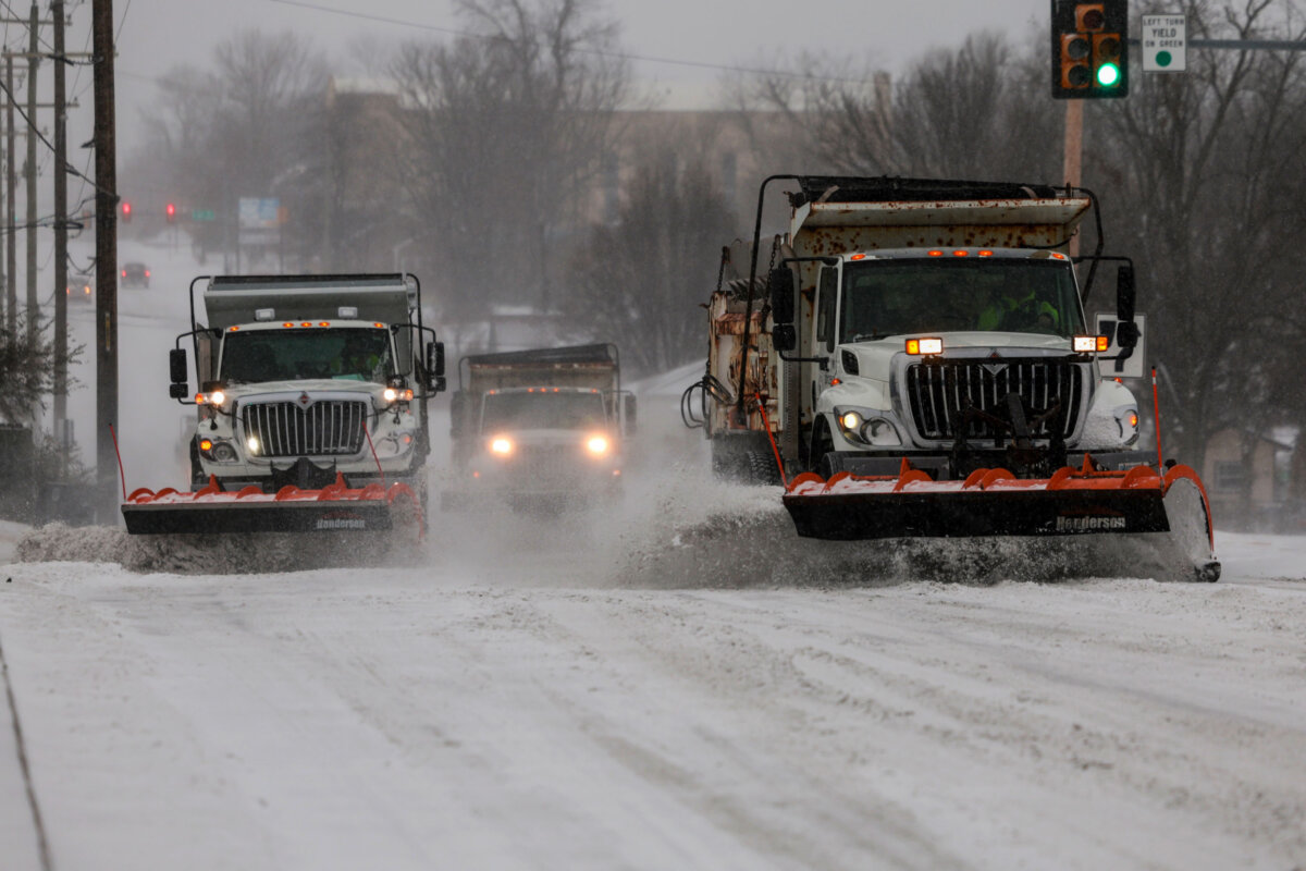 The streets are ployed during a winter storm in Tulsa, Okla., on Jan. 24, 2026. (Mike Simons/Tulsa World via AP)